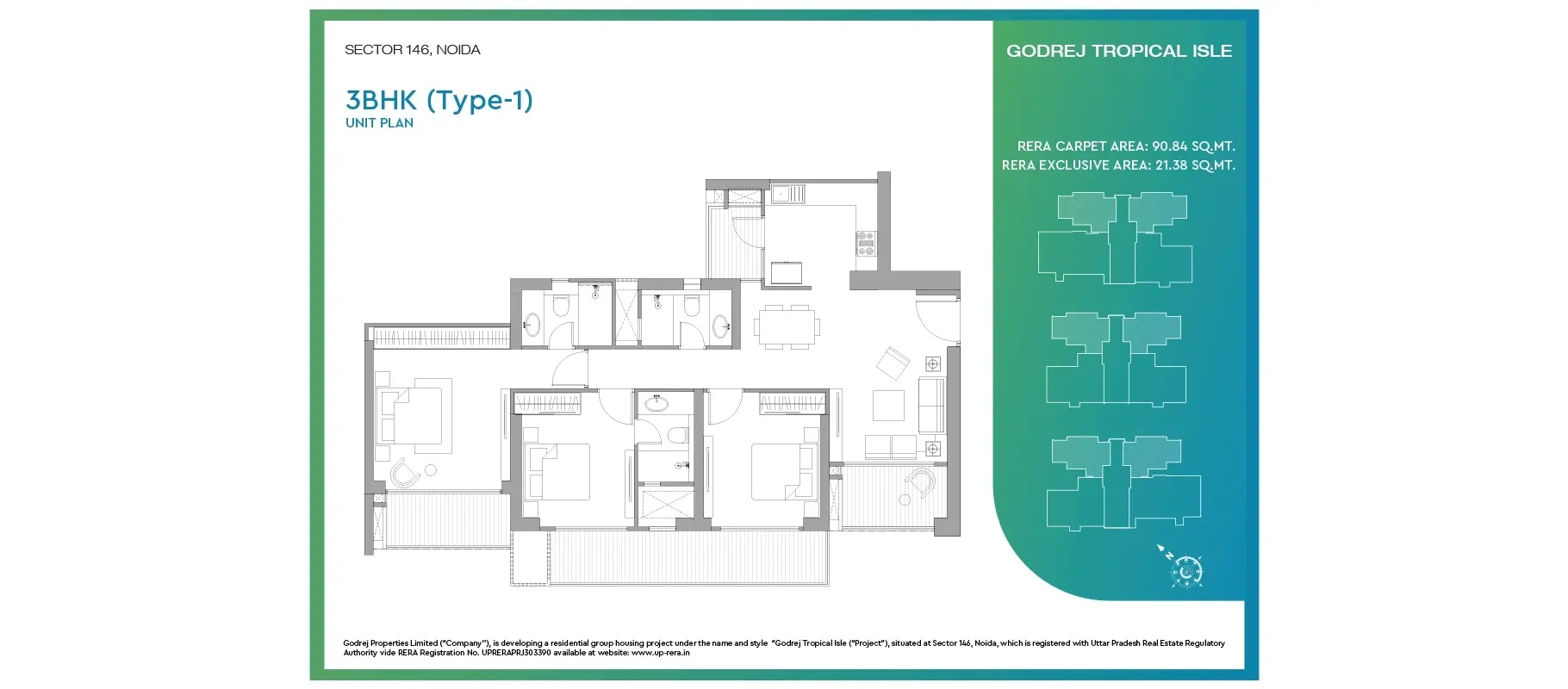 Godrej Tropical Isle 3BHK Floor Plan
