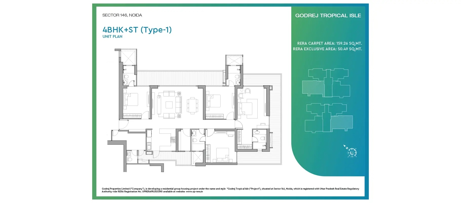 Godrej Tropical Isle 3BHK Floor Plan